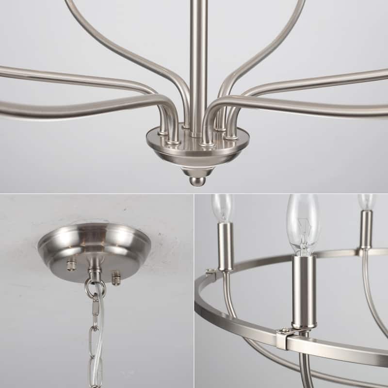 6-Light Wagon Wheel Chandelier, Traditional Metal Ceiling Light for Living Room Kitchen Island Dining Foyer - W28.34"x H25.19"