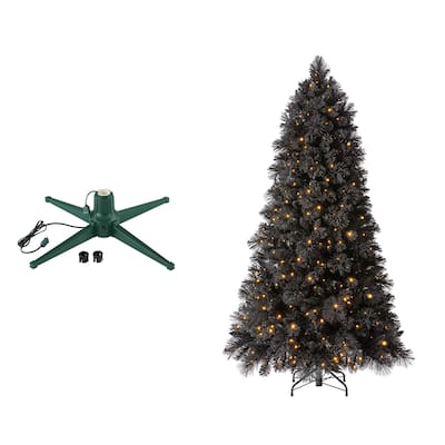 Home Heritage Rotating Tree Stand Base w/Snowdrift 6.5' Pine Christmas Tree - 12.18