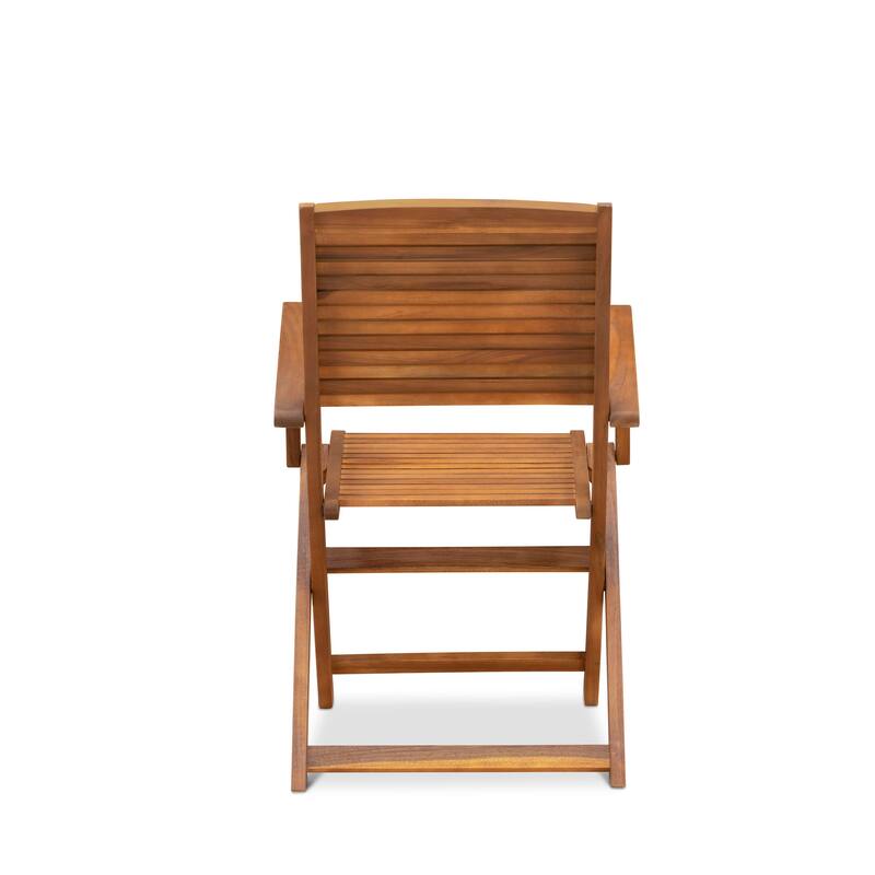 East West Furniture Patio Bistro Dining Set- a Outdoor Acacia Wood Table and Folding Arm Chairs, Natural Oil(Pieces Option)