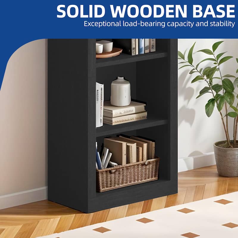 Moasis 71"/68" Tall Arched Bookshelf with Storage, Arched Bookcase with 2 Drawers and Doors