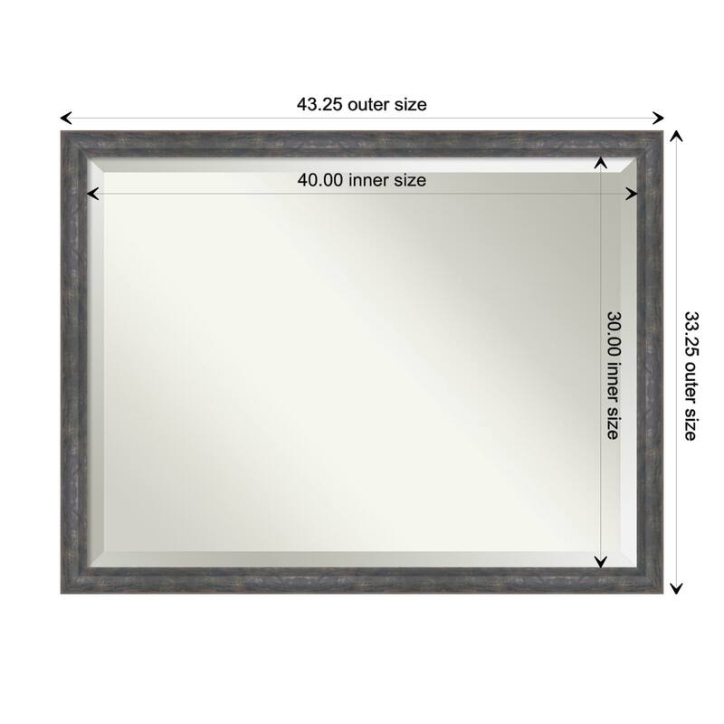 Angled Beveled Wood Framed Wall Mirror - Angled Metallic Rainbow - Glass Size 40x30