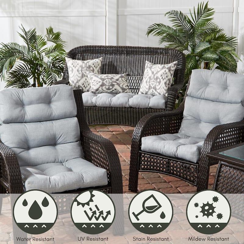Outdoor 44-in x 22-in High Back Chair Cushion (Set of 2) (Cushions Only)