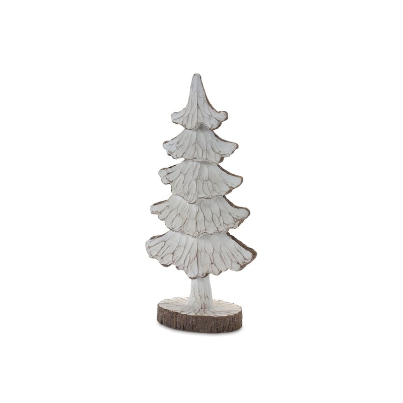 Carved Pine Tree Decor (Set of 2) - N/A