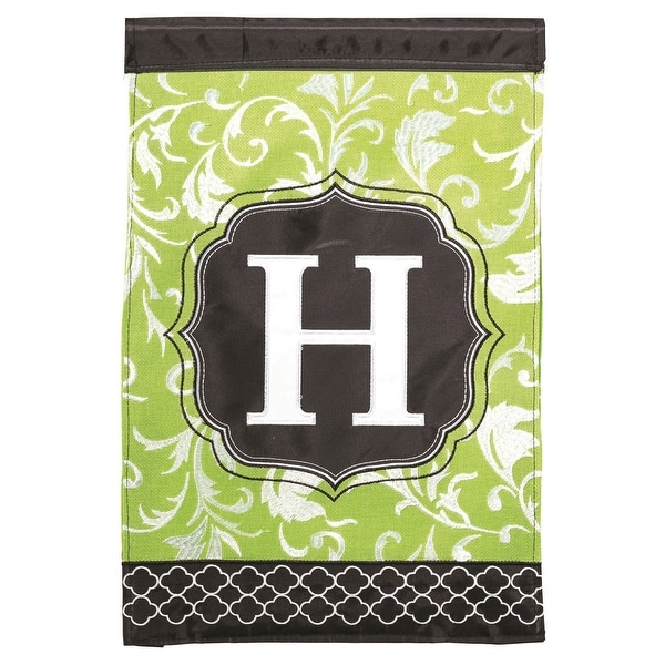 Green & Black Monogram "H" Applique Garden Flag 13" x 18" - N/A