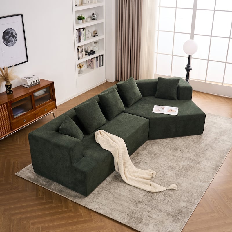 Deep Seat Modern Memory Foam Sofa with Chenille Fabric