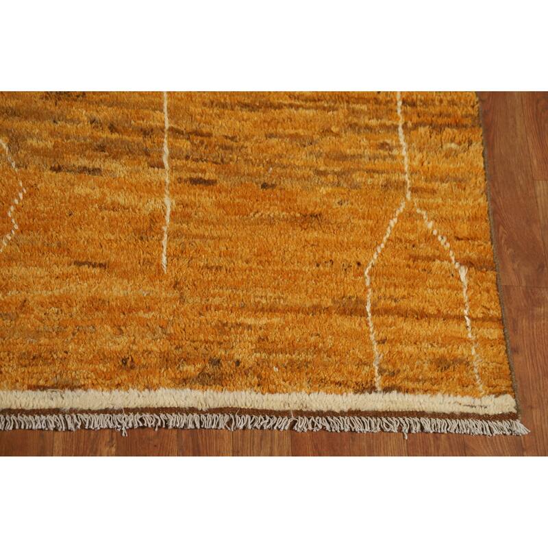 Moroccan Oriental Area Rug Hand-Knotted Orange Tribal Wool Carpet - 5'6" x 7'6"