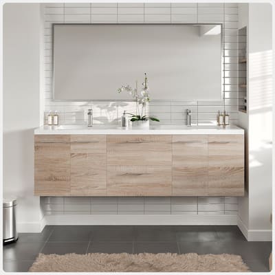Eviva Axis 72" White Oak DS Bath Vanity with Acrylic Top