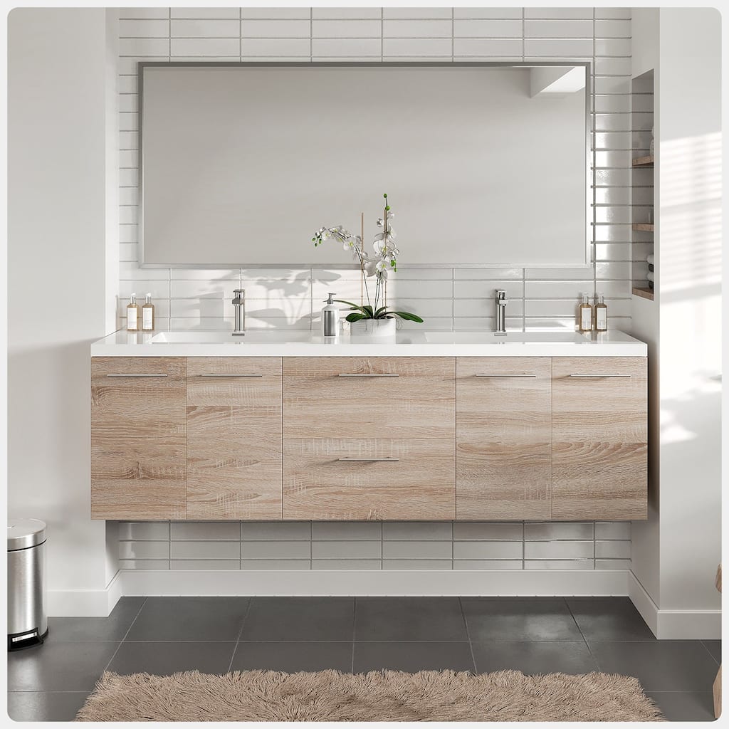Eviva Axis 72" White Oak DS Bath Vanity with Acrylic Top