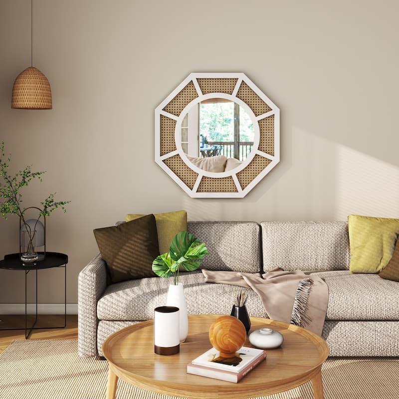 Rattan Wall Mirror Boho Mirror - 24"×24"