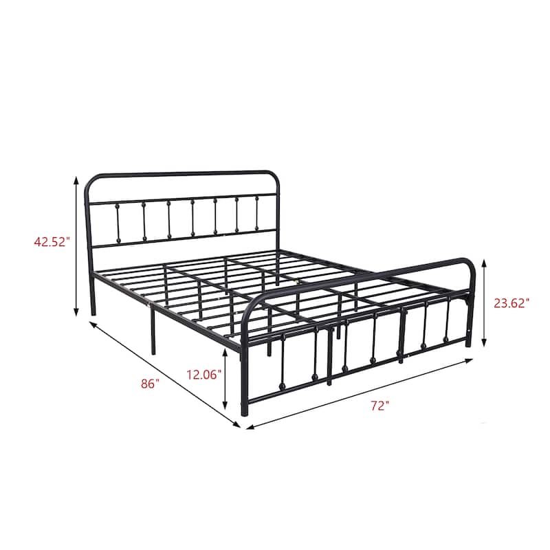 Alazyhome Simple Vintage Metal Platform Bed Frame, Easy-Assembly