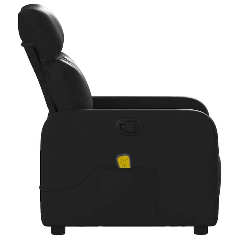 vidaXL Massage Recliner Chair Black Faux leather Single - 35.2 x 26.0 x 37.6