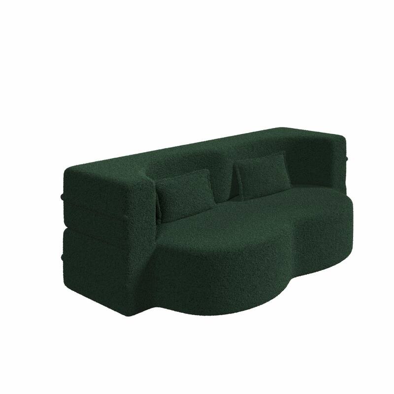Modern Convertible Floor Sofa,15" Size,Teddy,2 Pillows,No Assembly