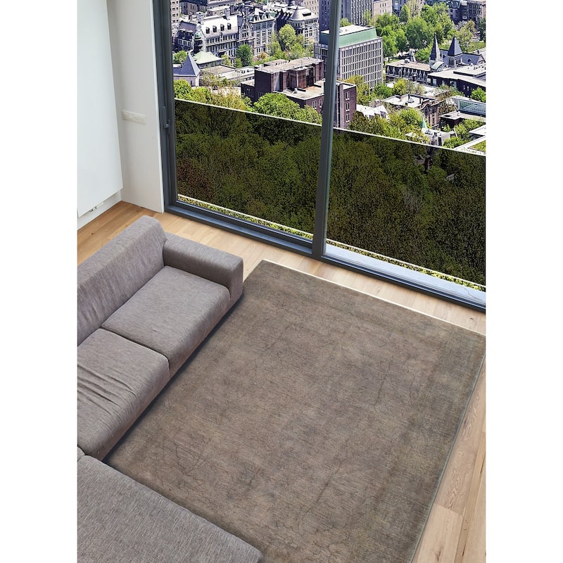 ECARPETGALLERY Hand-knotted Vibrance Dark Grey Wool Rug - 9'1 x 11'6