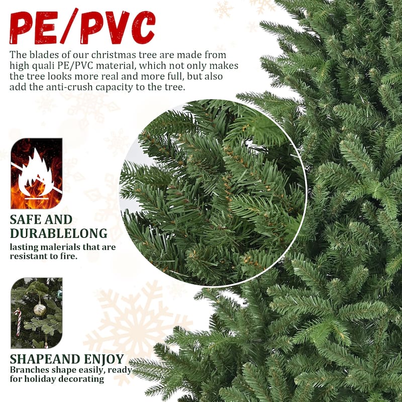 6ft Christmas Tree, 1168 Branch Tips, Full Lush Hinged Pine with Mixed Needles, Easy Assembly Holiday Tree with Metal Stand