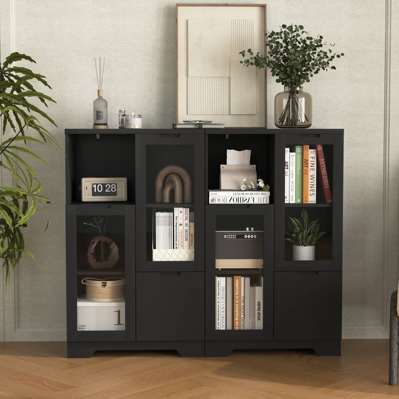 Modern Living Room Storage Cabinet with Doors and Shelves/Drawers,4 Colors
