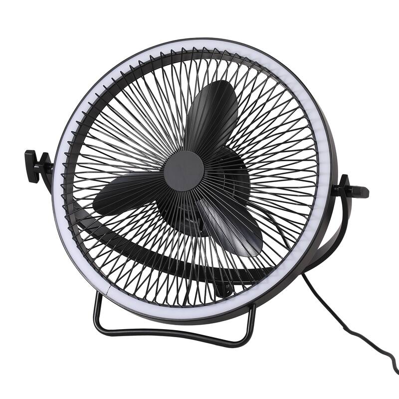 20" Industrial Black 6-Speed Large Portable Fans Floor Fan with Light and Remote