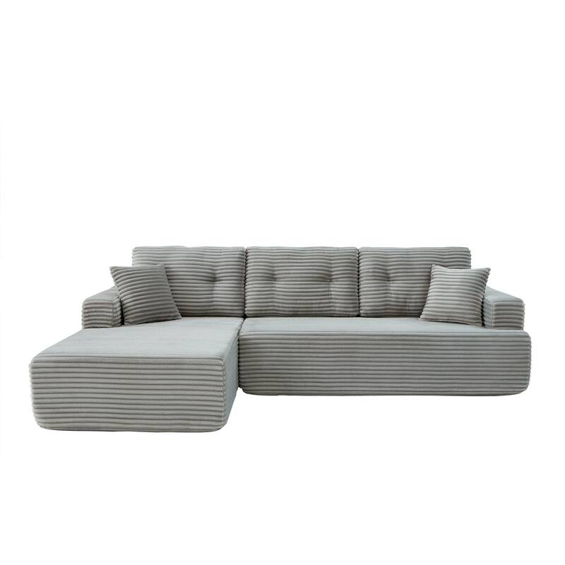 Floor Standing Compressed Couch L-shaped Sectional Sofa with Chaise