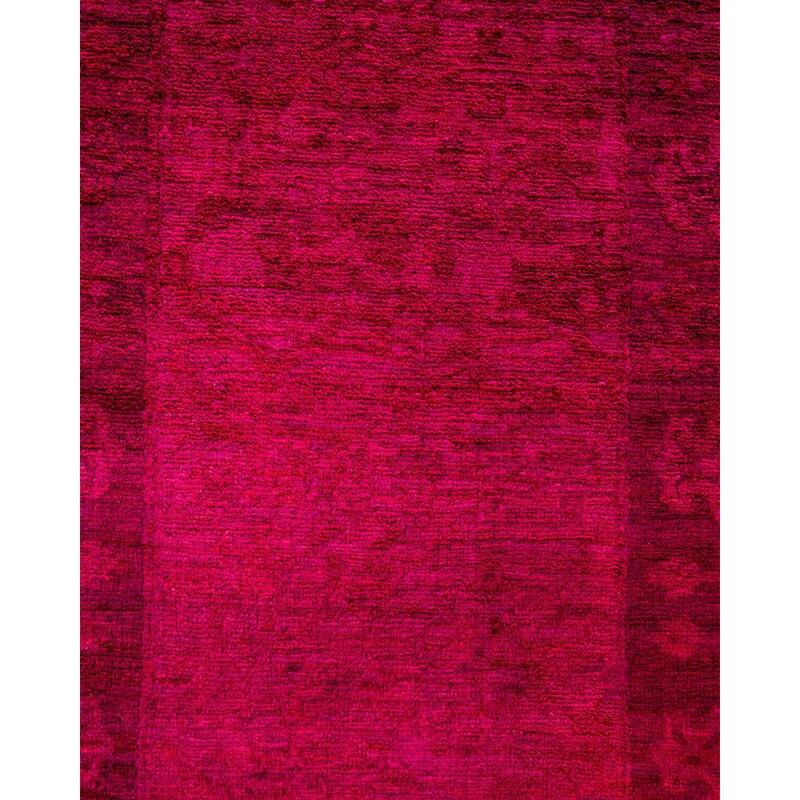 Overton Hand Knotted Wool Vintage Inspired Modern Contemporary Overdyed Red Runner Rug - 2' 8" x 15' 8"