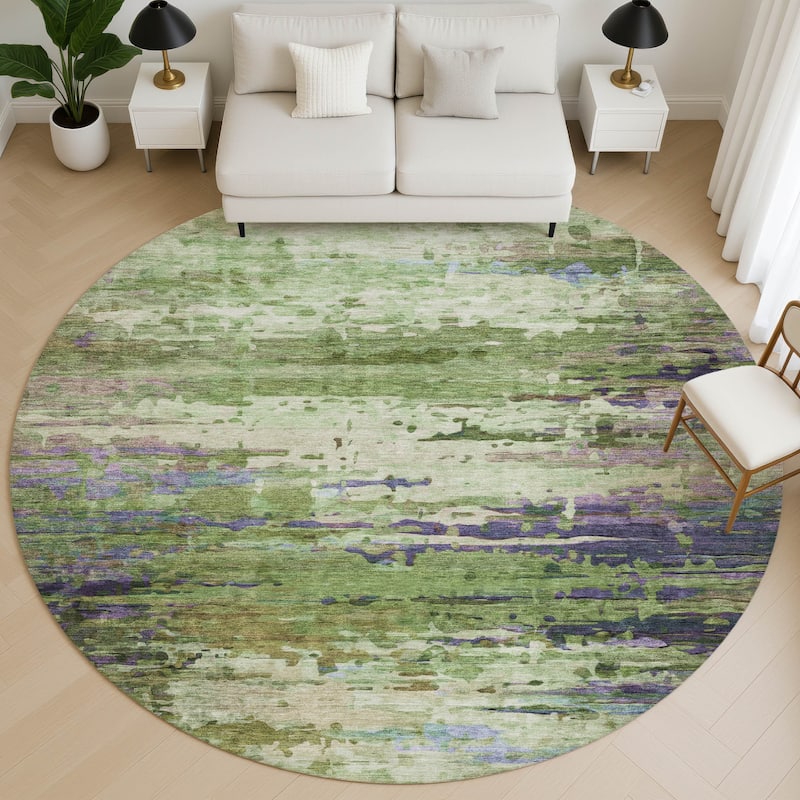 Premium Washable Super Soft Abstract Ombre Mayfield Rug - Green - 8' x 8'