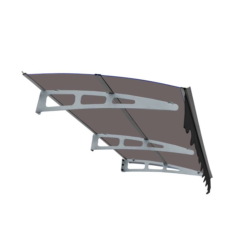 79x34 Inch Window Awning with Aluminum Bracket, Polycarbonate Roof, and Valance for Wooden Wall