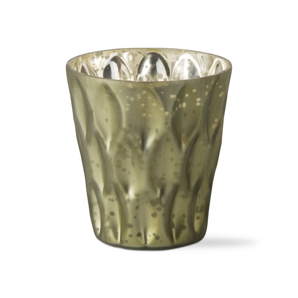 Diamond Spruce Green Glass Tealight Candle Holder, 3.75L x 3.75W x 4.0H inches