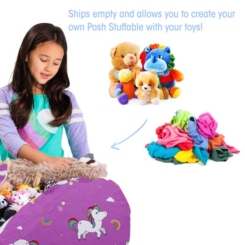 Kids Bean Bag Chair Cover Stuffed Animal Storage or Toy Organizer