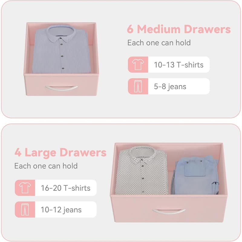 Dresser for Bedroom, 10 Drawers Fabric Storage Drawer, Dressers & Chest of Drawers
