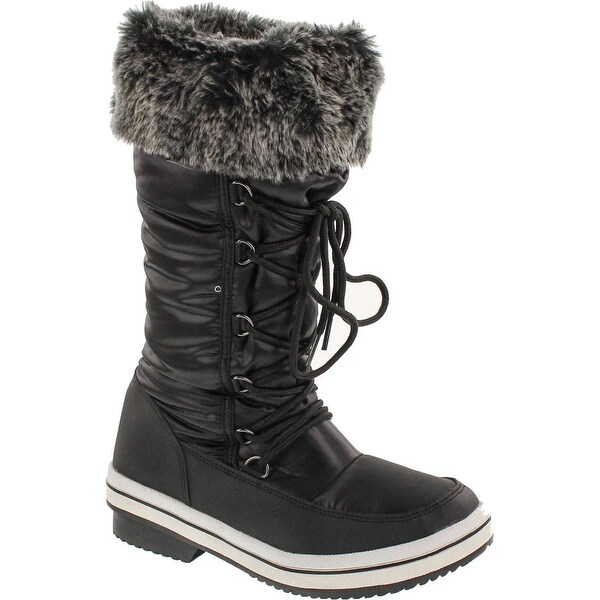 white lace up snow boots