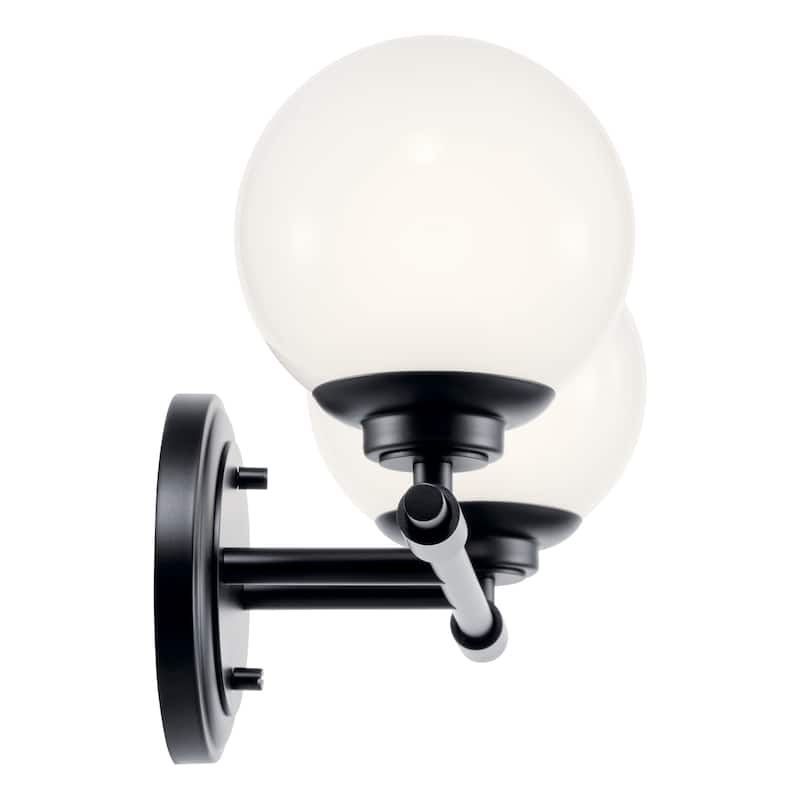Benno 14.75 in. 2-Light Bathroom Vanity Light with Opal Glass