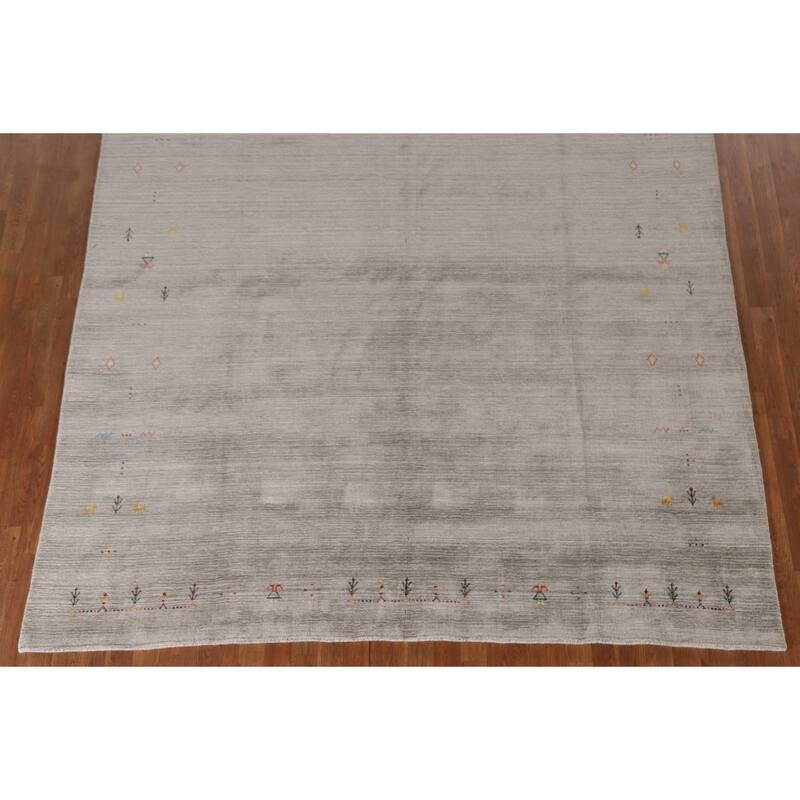 Gabbeh Indian Area Rug Hand-Knotted Oriental Wool Carpet - 8'0"x 9'7"