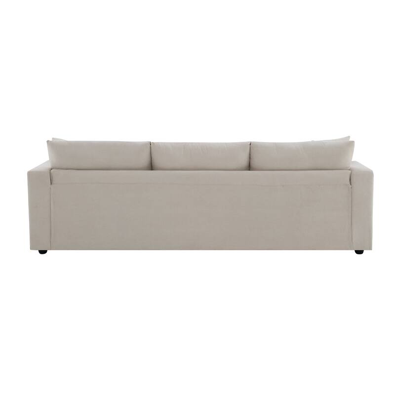 L-shaped Couch Set with 2 Free pillows,4-seat Polyester Fabric Couch Set with Convertible Ottoman for Living Room, Apartment