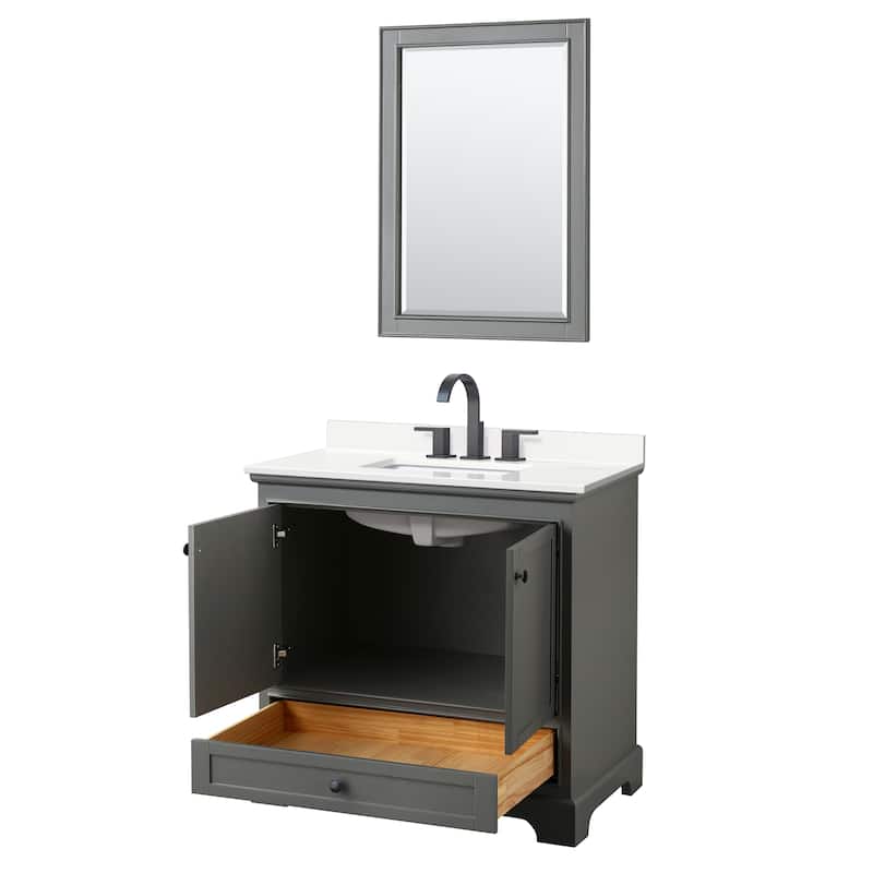 Deborah 36-inch Single Vanity, Quartz Top, 24-inch Mirror