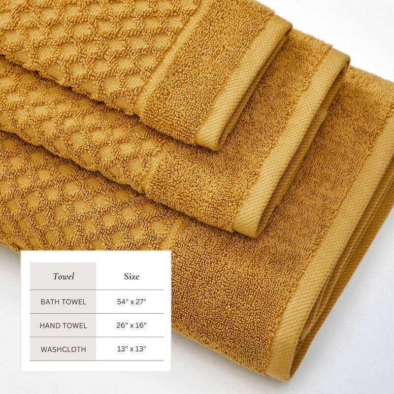 Linery & Co. Cotton Diamond Waffle Texture Bath Towels