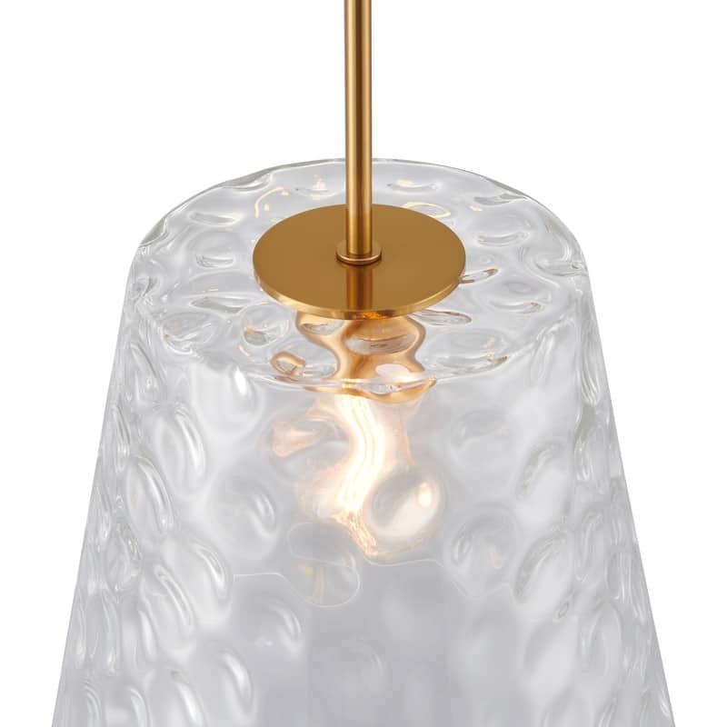 KAWOTI Adjustable Pendant Light with Hammered Glass Shade - W14"*H13.5"(MaxH21.5"~ 45.5")