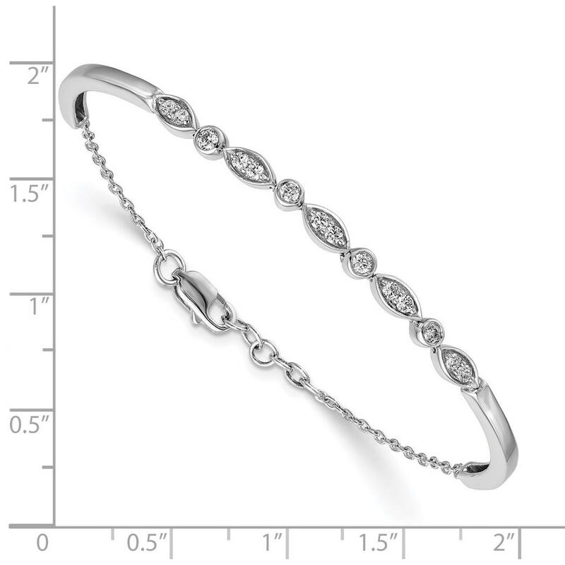 Curata 3mm 14k White Gold Diamond Cuff Stackable Bangle Bracelet