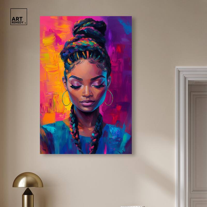 Bold Colorful Braids Canvas by Art Remedy, Gallery Wrapped