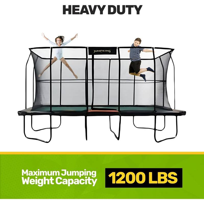 Rectangular Trampoline Pro with Enclosure - High-Performance Spring Layout & Durable Full Support Structure - 216
