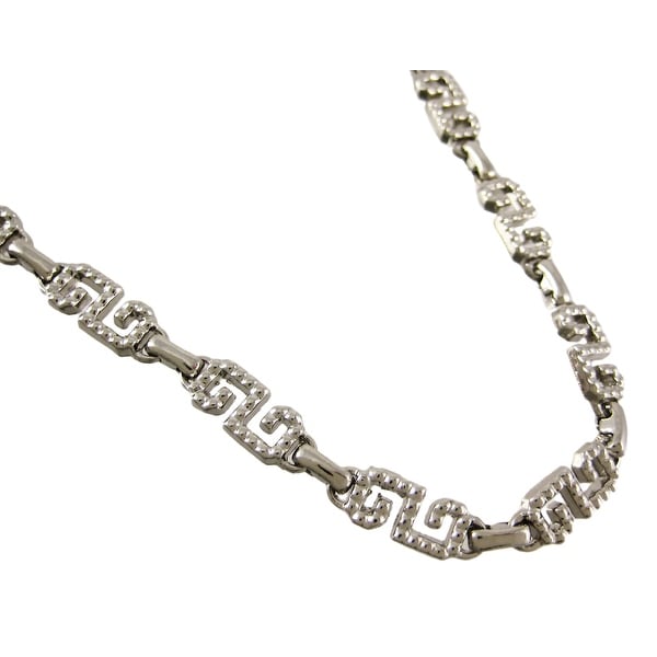 Chrome Plated Fancy Greek Key Link Metal Belly Chain