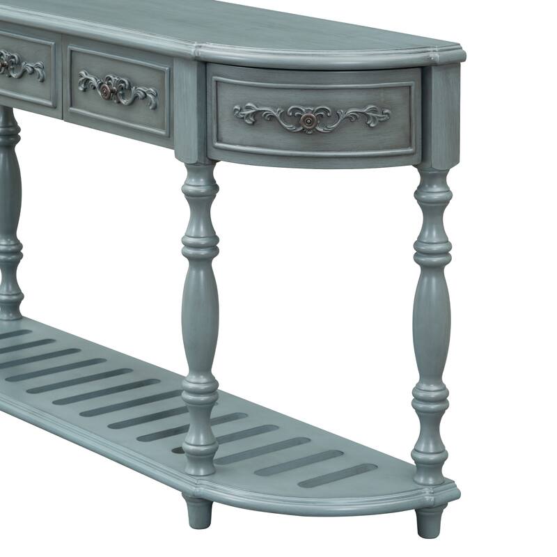 Modern Curved Console Table Sofa Table Entryway Table with 4 Drawers and 1 Shelf, for Hallway Living Room