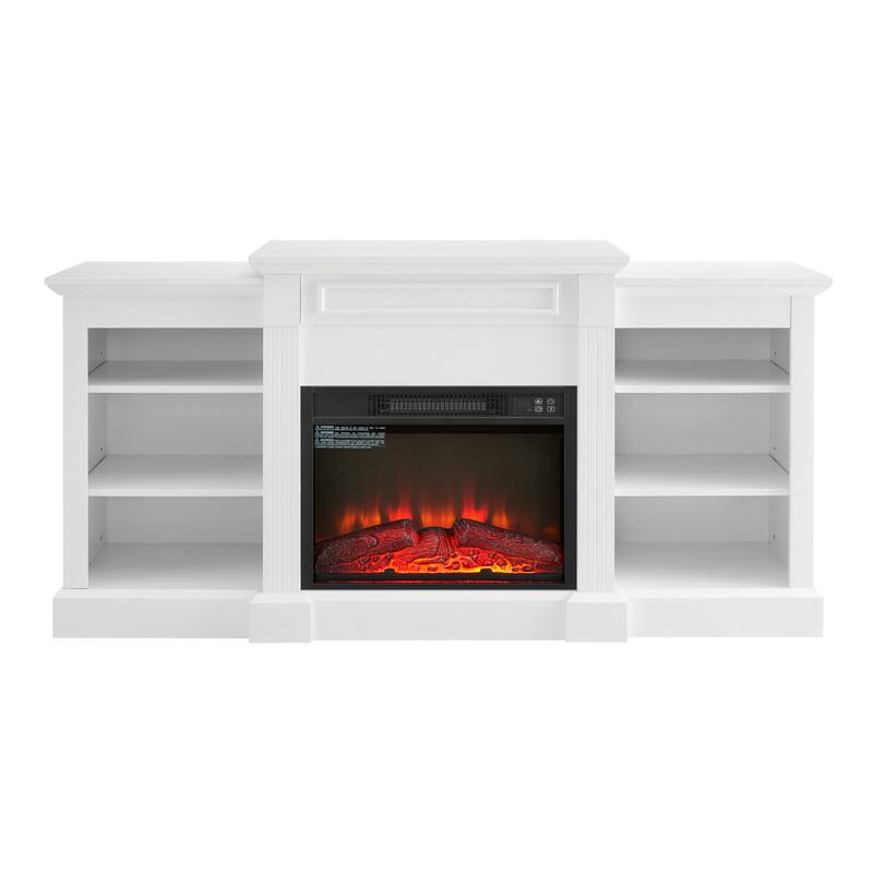 Modern Media Console Table TV Stand with 23" Fireplace Insert