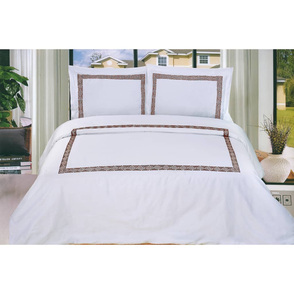 Superior Serena Embroidered 3-piece Cotton Sateen Duvet Cover Set