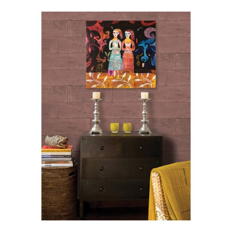 Advantage Lanier Oxblood Stone Plank Wallpaper - 21 x 396 x 0.025