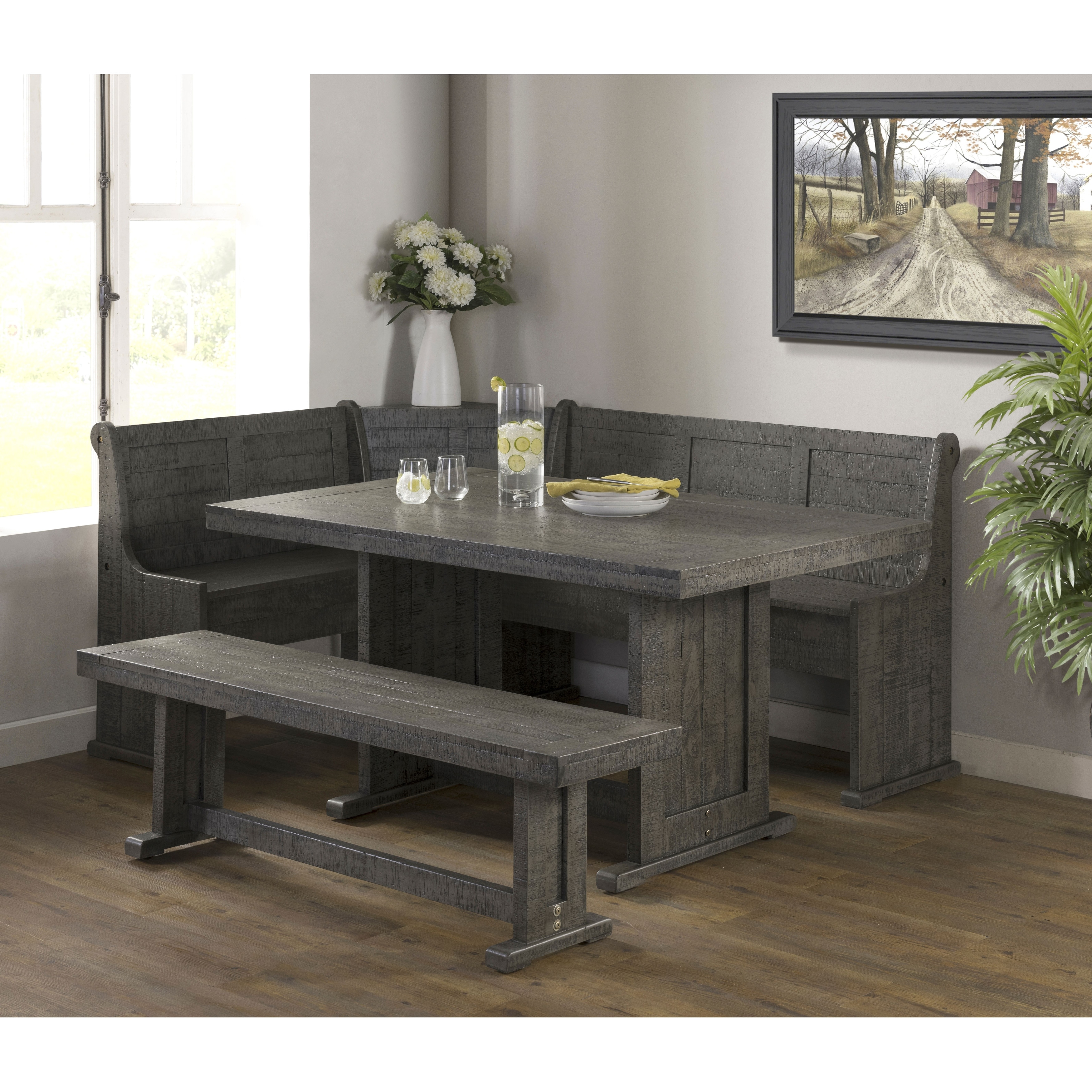 Industrial Charms Breakfast Nook Dining Set With Corner Bench 