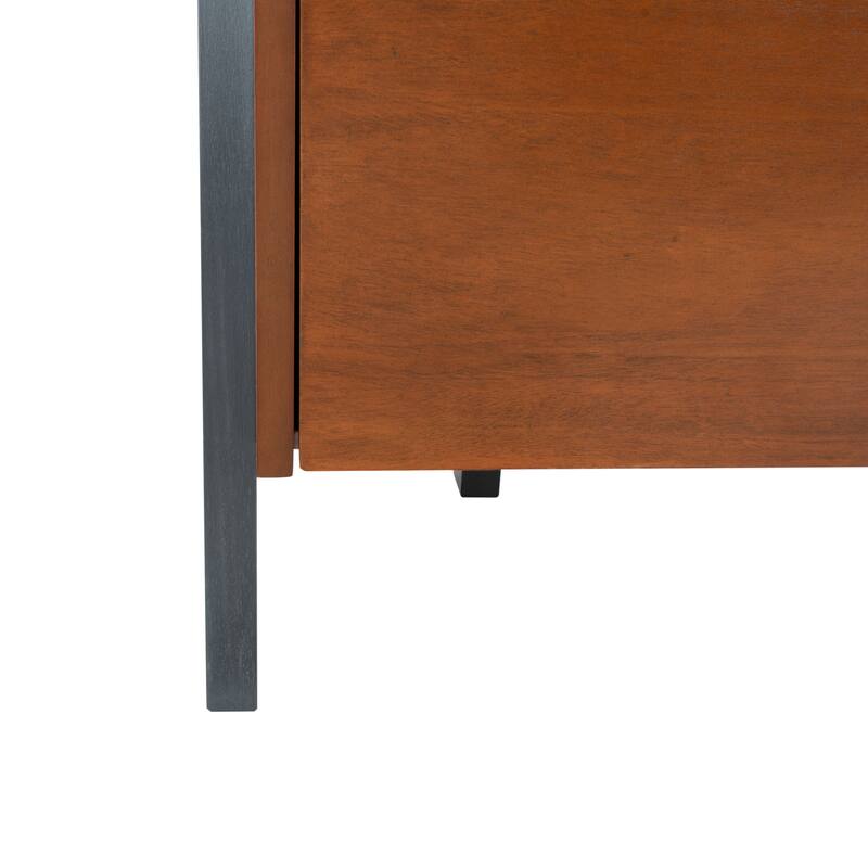 SAFAVIEH Fadime Natural/Charcoal 3-Shelf 1 Door Etagere - 32" W x 15.4" L x 72" H - 32Wx15Dx72H