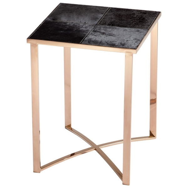 Cyan Design Modern Reality Table Modern Reality 17.75" Long Iron Wood and Cowhide Side Table - Bronze