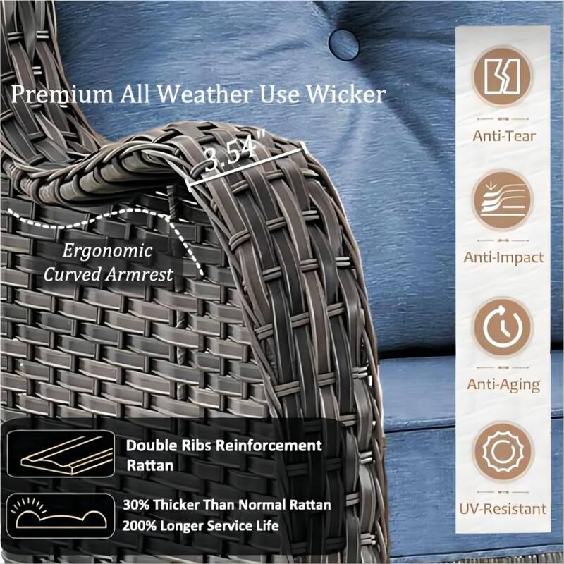 High Back Rattan Wicker Outdoor Patio Conversation Swivel chairs Sets