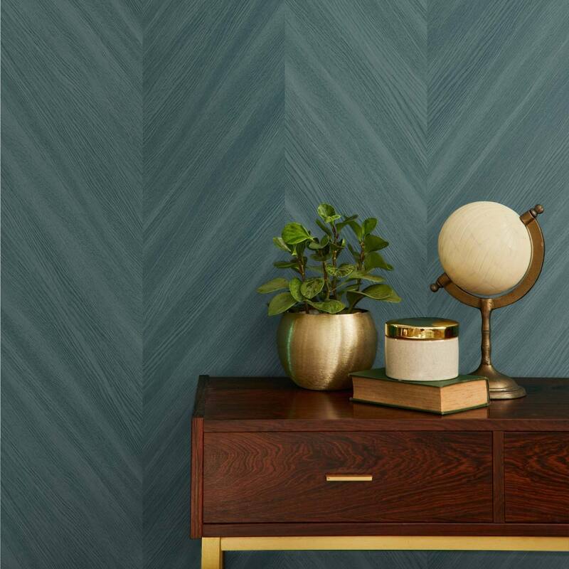 Seabrook Designs Chevron Wood Embossed Vinyl Unpasted Wallpaper