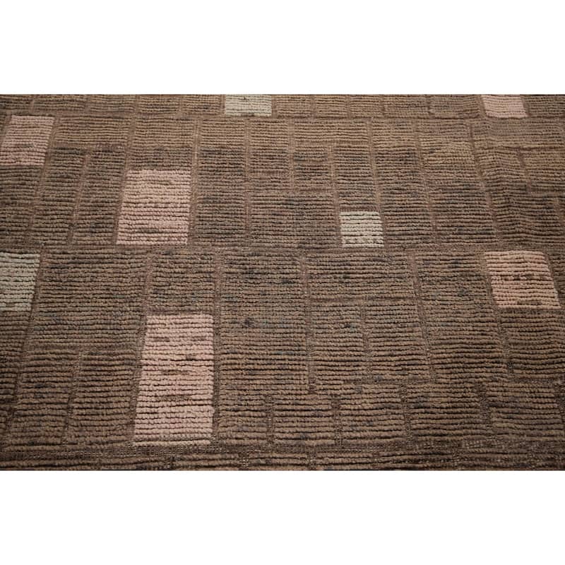 Moroccan Large Modern Area Rug Hand-Knotted Wool Carpet - 12'1"x 18'0"