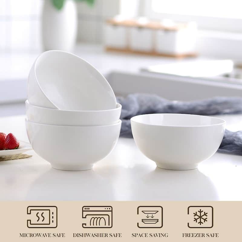 MALACASA 4 Piece Porcelain Soup Salad Bowls Set