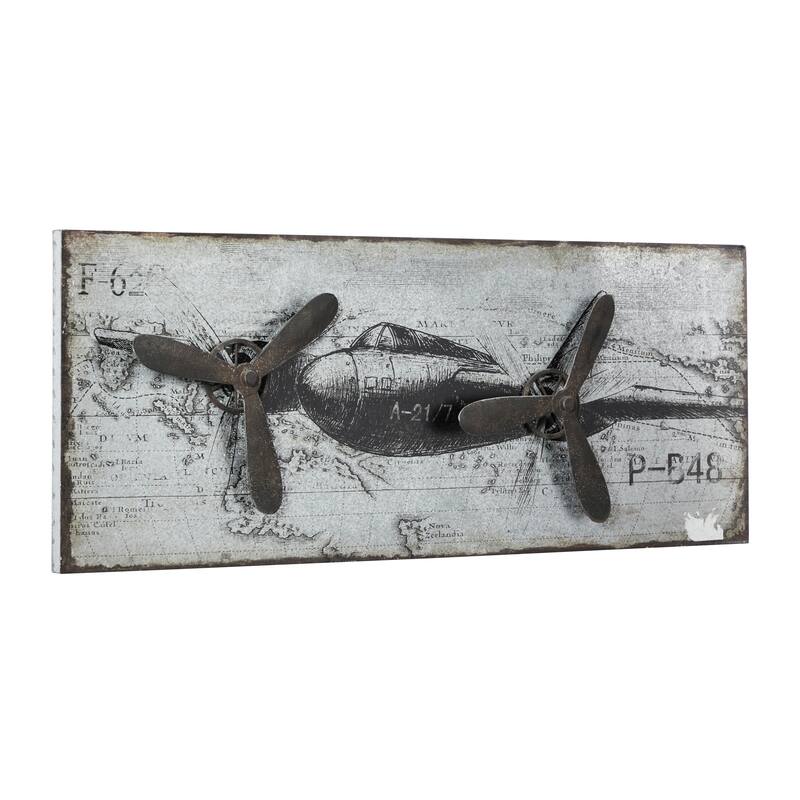 Metal Airplane Propellor Wall Decor - Silver - Roche River Decor